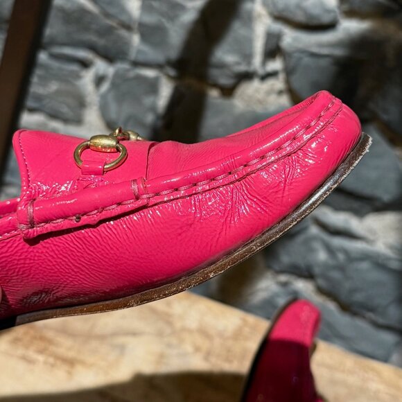 Gucci Shocking Pink Patent Leather Horsebit 1953 Loafers - Picture 11 of 13